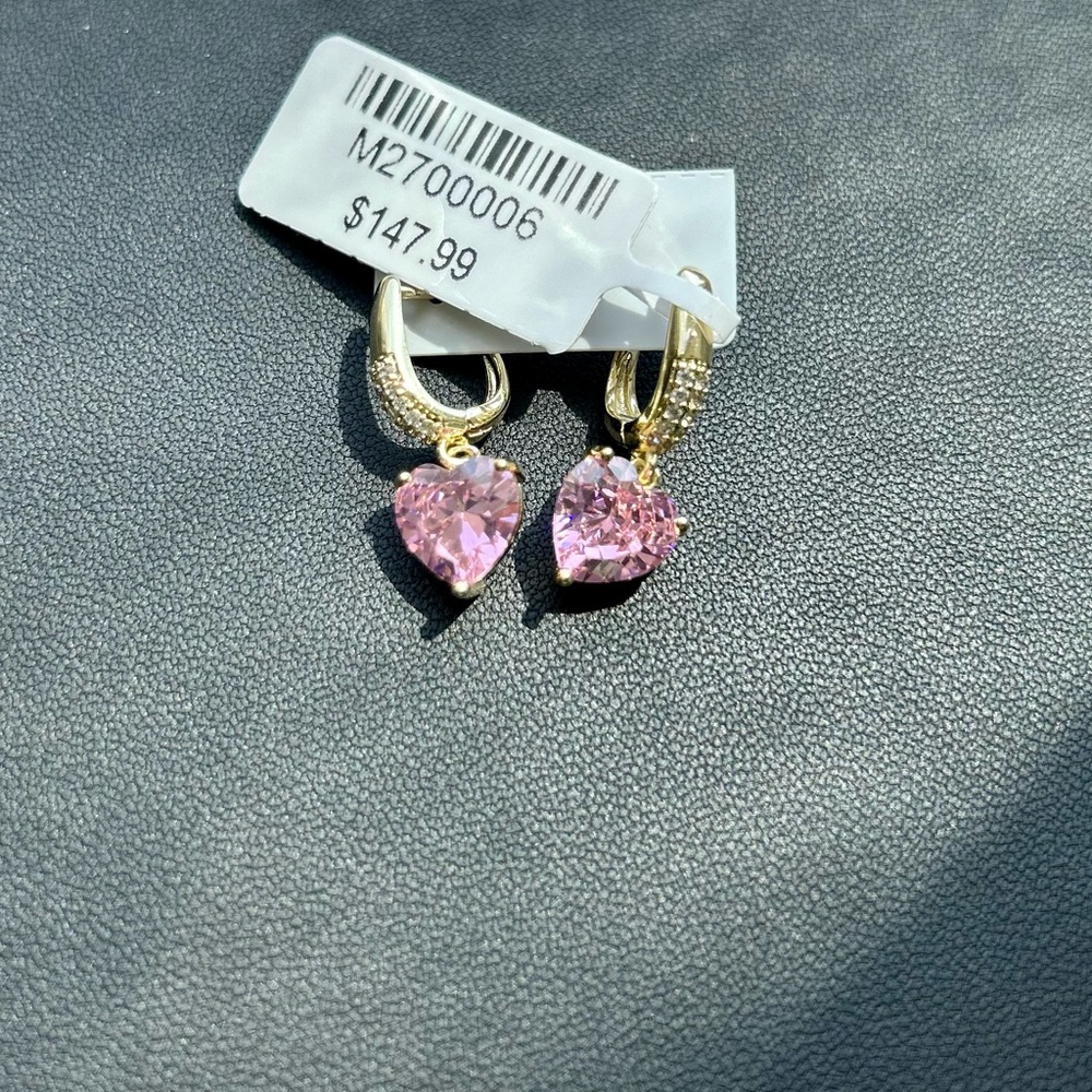 14k Gold Filled Pink Heart Earrings